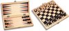 Afbeelding van het spelletje Schaakspel hout - Inklapbaar schaakspel - 29 x 29cm - Reis schaakbord met schaakstukken - Backgammon en Dammen