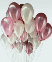Actie delicaat Af en toe Luxe Metallic Ballonnen Roze Wit - 25 Stuks - Helium Ballonnenset Feest  Verjaardag... | bol.com