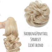 Ponytail & Hairbun SPAARSET Paardenstaart & Haarstuk zeer licht blond