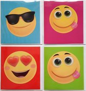 Verjaardag Wenskaarten – Smiley’s – Zonder Tekst - 4 Wenskaarten – 11 x 12 cm