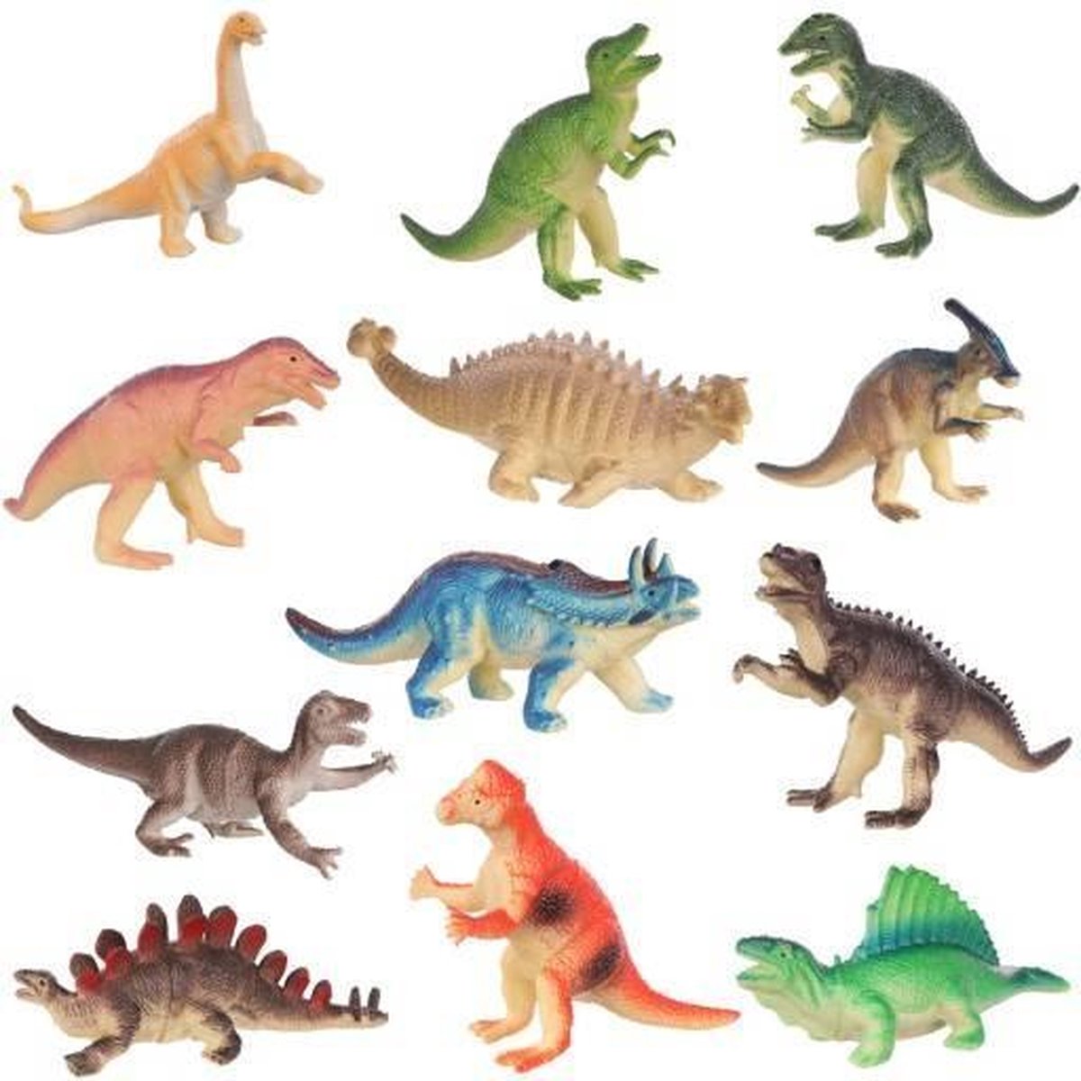 Kruzzel Dinosaurus Speelfiguren Set van 12 - Ontdek de Prehistorie - iso trade