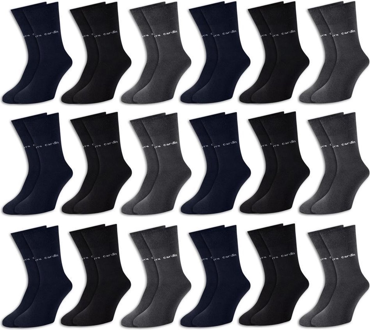 Pierre Cardin® - Herensokken - 18 Paar - antraciet blauw zwart - 43/46 - Pierre Cardin