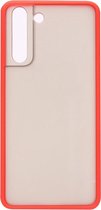 Shop4 - Samsung Galaxy S21 Hoesje - Harde Back Case Transparant Rood