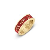 Key moments 8KM-R0008-50 Stalen Ring - Dames - Rood - Emaille - LOVE HOPE JOY - Maat 50 - Staal - Cadeau - Gold Plated