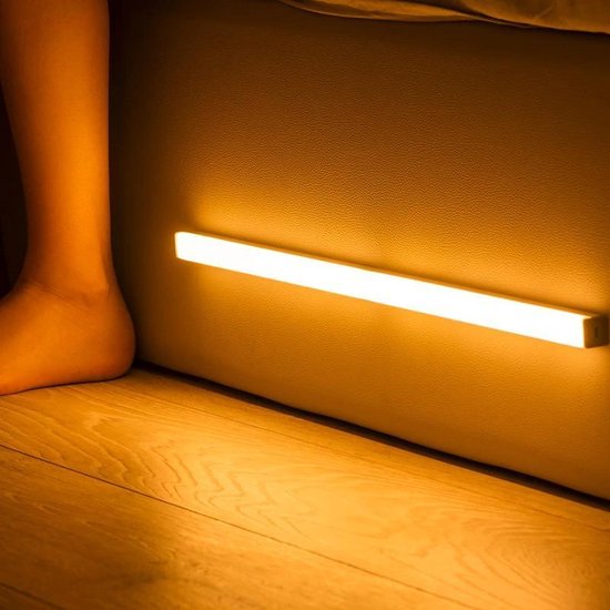 Lampe de nuit intelligente avec capteur de mouvement - Rechargeable par USB - Support magnétique - Lumière LED - Câble de charge inclus - 30 cm - Lumière Wit chaude