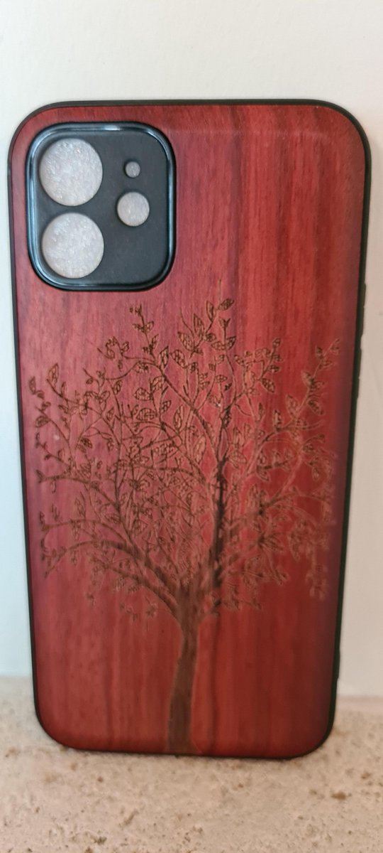 Bamboesjes Houten Telefoonhoesje Iphone 12 met gravure van Boom