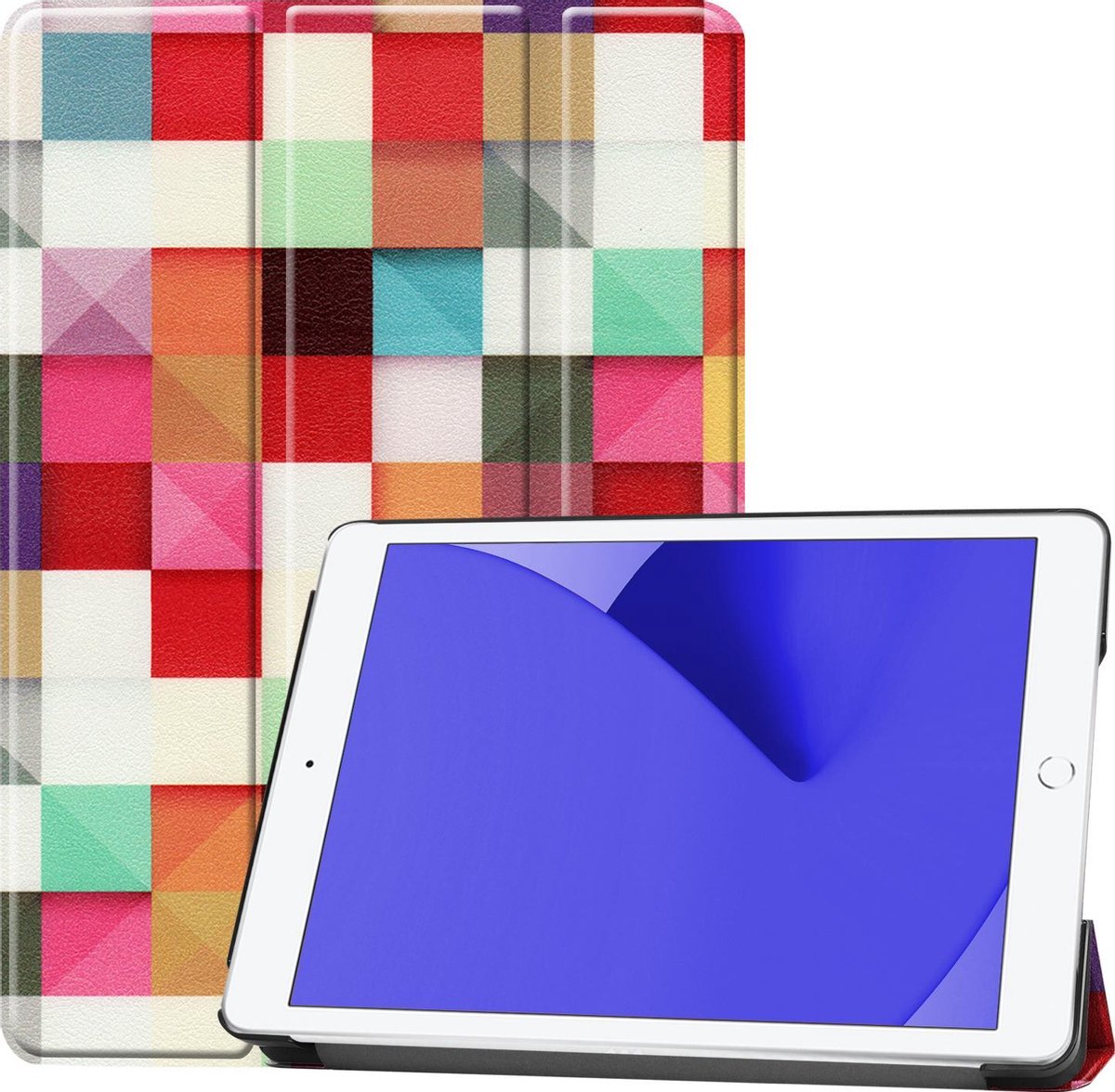 Hoes - Geschikt voor Apple iPad 8 (2020) - 10.2 inch - 8e Generatie - Dun & Stevig - Trifold Bookcase - Hard Cover - Hardcover Book Case - Tablet Hoesje - Blokken