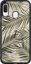 Samsung Galaxy A20e hoesje - Palm leaves - Hard Case - Zwart - Backcover - Natuur - Groen
