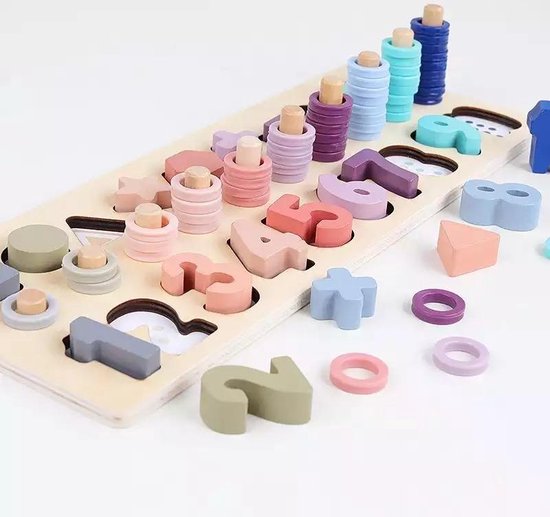 4-delige Houten Puzzelset – Cijfers, Hoofdletters, Kleine Letters En Vormen, Voor Kinderen Vanaf 3 Jaar