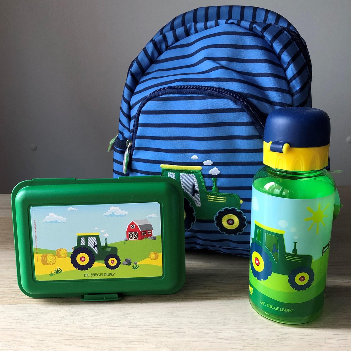 Klein tractor kinder peuter rugzakje, lunchbox en drinkfles / drinkbeker - Die spiegelburg serie Later als ik groot ben ...