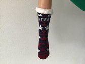 Huissokken Anti Slip zool- Anti-Slip Winter sokken- Thermo sokken - Kleur Bordeauxrood- Maat 40-45