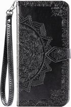 Bloem zwart book case hoesje Telefoonhoesje geschikt voor Samsung Galaxy A72