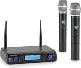 auna Pro UHF200C-2H 2-kanaals UHF-draadloze microfoonset receiver 2x handmicrofoons zwart