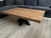 Salontafel Tendenza 3 - 1.00 x 1.00 tafelblad steigerhout, stalen matrix-poot | Quattro Design