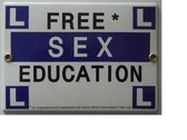 MadDeco - wandbordje - deurbordje - emaille - Free - Sex - Education