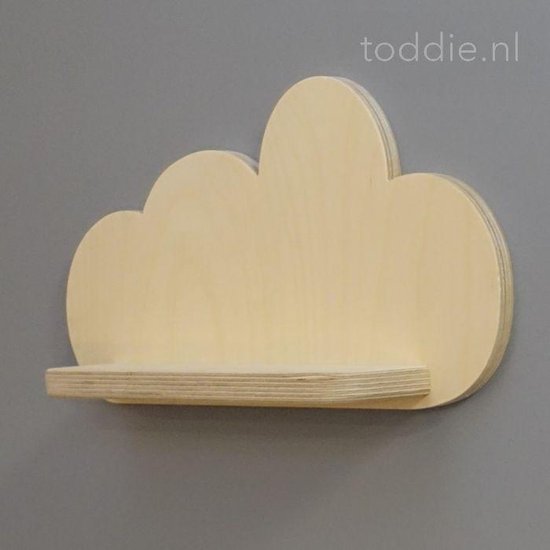 Blank houten wandplank wolk, plank kinderkamer | Wolkie multiplex | bol.com