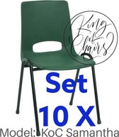 King of Chairs -set van 10- model KoC Samantha groen met zwart onderstel. Kantinestoel stapelstoel kuipstoel vergaderstoel kantine stapel stoel kantinestoelen stapelstoelen kuipsto