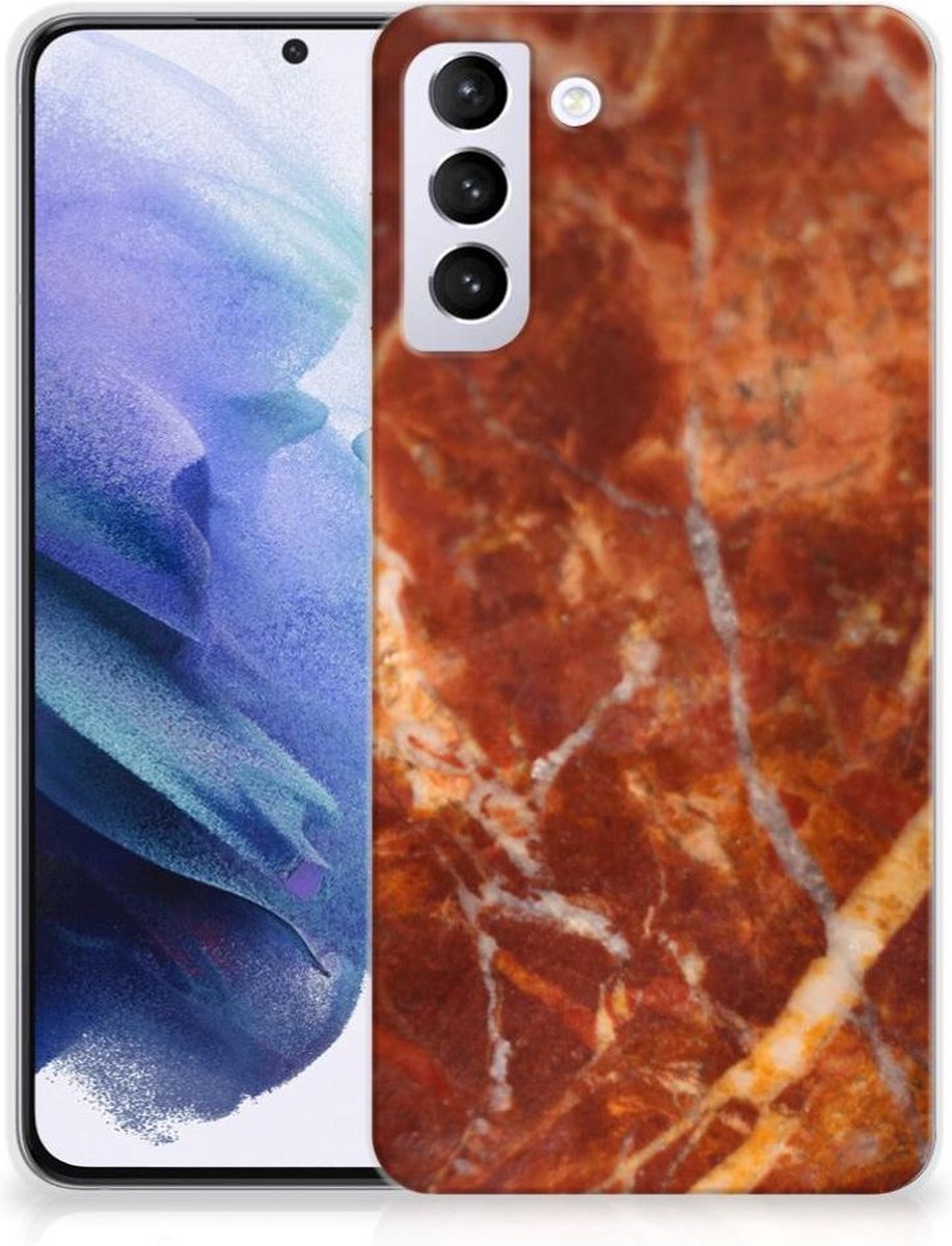 Samsung Galaxy S21 Plus TPU Siliconen Hoesje Marmer Bruin