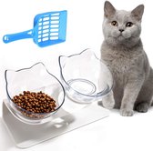 Chibly 2 In 1 Voer en Waterbak - Voerbak Kat - Drinkbak Kat - Kattenvoerbakjes - Eetbak Kat - Katten Voerbak - Kattenvoer - Ergonomisch & Anti-Slip - Inclusief GRATIS Schepje