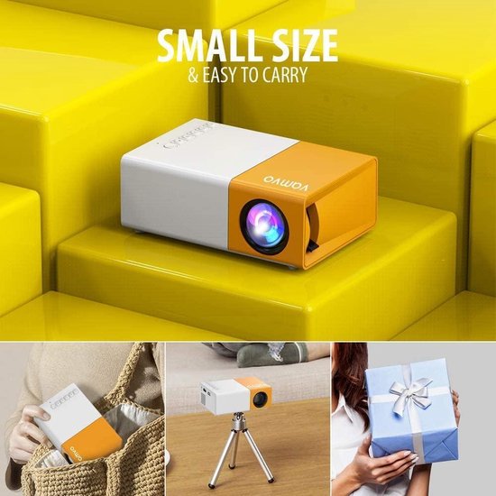 Mini Beamer - Vvo YG300 Pro Mini-projector, draagbare filmprojector 1080p, ondersteunt kindercadeau, thuisbioscoop, compatibel met smartphone / laptop / PS4 / Firestick - Zinaps