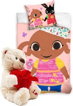 Bing Bunny- Baby Dekbedovertrek- Sula- 100 x 135 cm- Katoen, incl. pluche Love Beertje 20cm wit