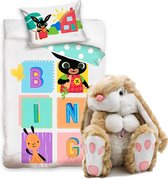 Bing Bunny- Baby Dekbedovertrek- 100 x 135 cm- Katoen, incl. pluche Konijn 30cm