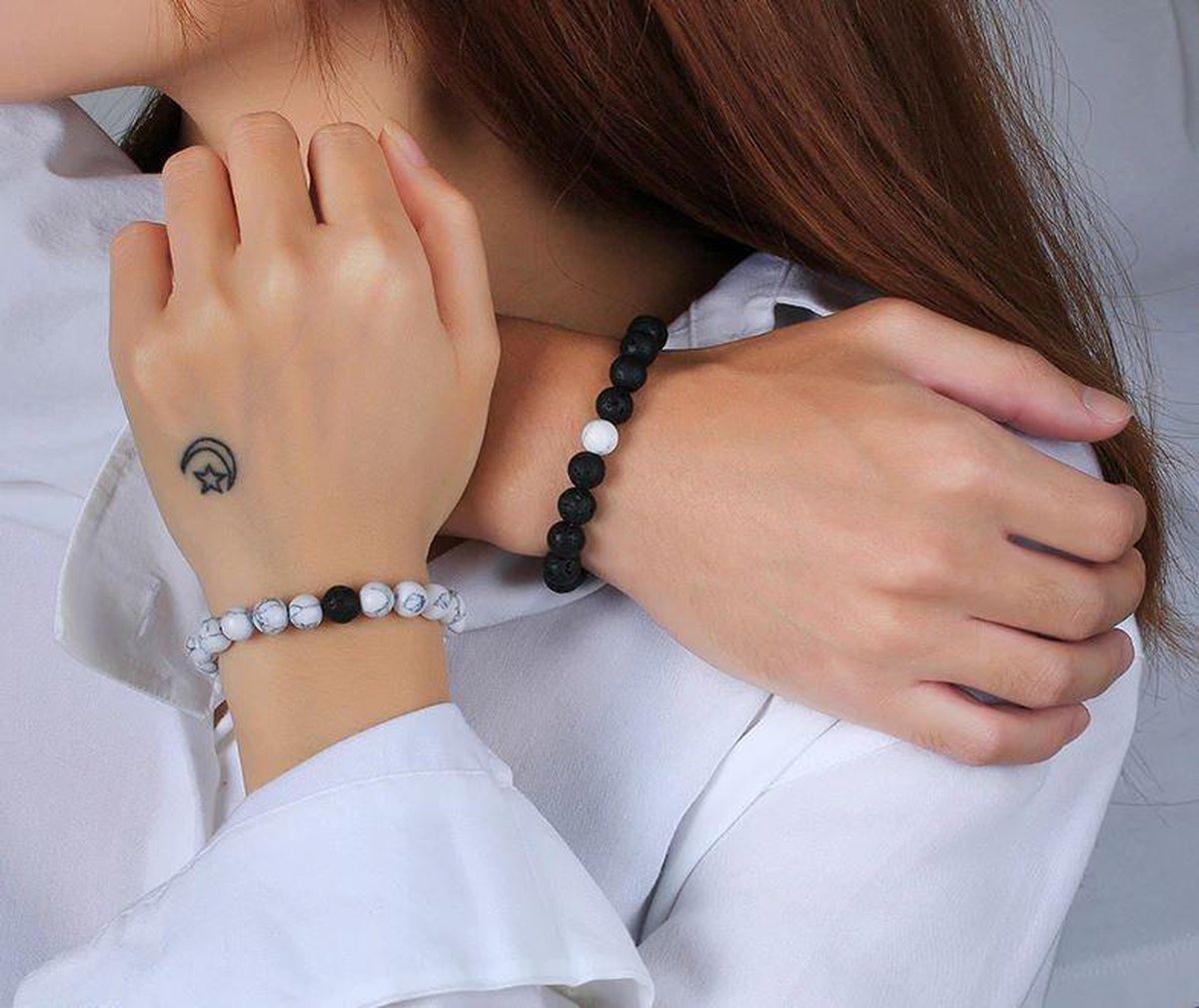 Mogelijk kopen Cilia Armbanden set met magneet - Kralen armband - Koppel armband - Armband dames  - Armband... | bol.com