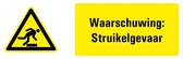 Tekststicker waarschuwing struikelgevaar, W007 200 x 75 mm