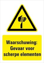 Sticker met tekst waarschuwing gevaar voor scherpe punten, W022 297 x 420 mm