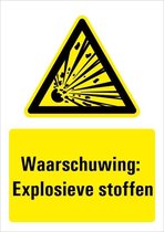 Sticker met tekst waarschuwing explosieve stoffen, W002 297 x 420 mm