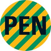 Beschermende PEN geleider sticker op rol, groen geel 20 mm - 500 per rol