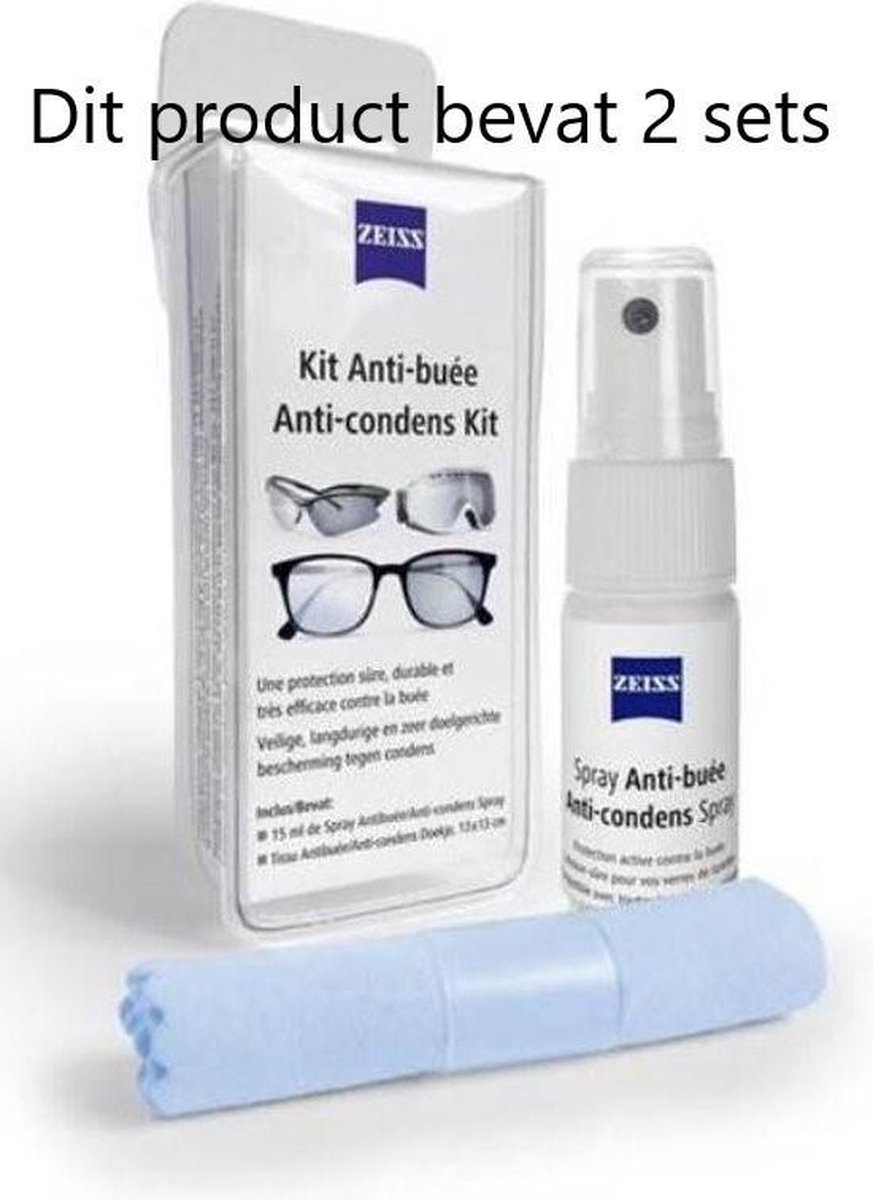 Anti Condens Kit 2x Zeiss anticondens speciaal voor brillen, Anti fog spray