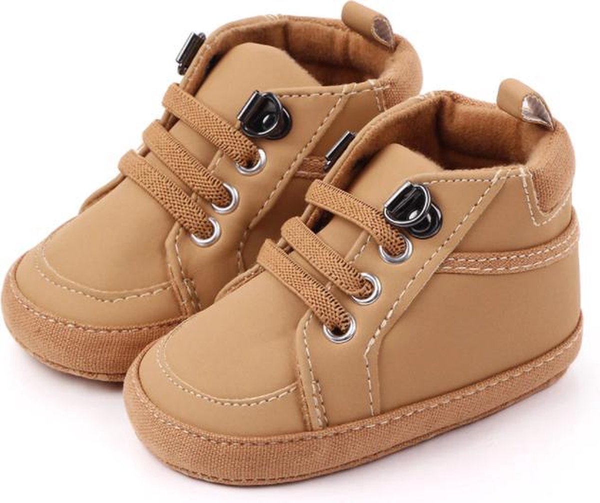 Nette baby schoenen voor jongens 0-6 maanden: PU Leer, Katoen Zool,  Anti-Slip Kleur: Bruin | bol.com