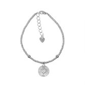 Armband inside heart coin - Zilver - 16 cm
