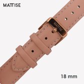 MATTISE Roze Verwisselbaar Unisex Horlogebandje van Echt Leer — 18 mm aanzetmaat— Horlogeband Horlogebandjes 18 mm — Horloge bandje