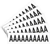 Letter stickers alfabet met laminaat - 5 x 10 stuks - zwart wit Letter V teksthoogte 30 mm