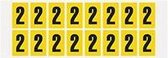 Cijfer stickers geel/zwart teksthoogte: 25 mm cijfer 2