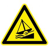 Waarschuwingssticker botenhelling - ISO 7010 - W044 50 mm - 10 stuks per kaart