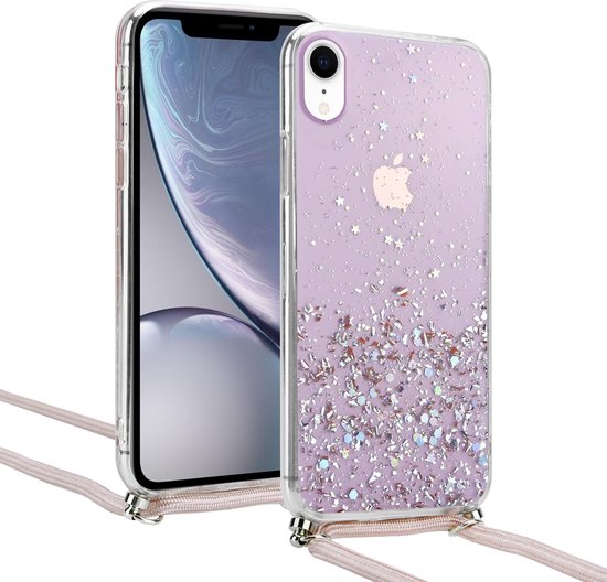 ShieldCase Glitter hoesje met koord geschikt voor Apple iPhone Xr - roze |  bol.com