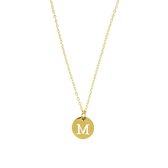 Letter ketting coin - initiaal M - Goud - 40 cm