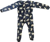 Onesie / Pyjama / Pyjamapak IJsberen print - Donker blauw / Wit - Polyester - Maat 125 - Unisex