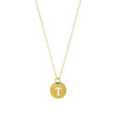 Letter ketting coin - initiaal T - Goud - 40 cm