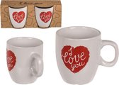 I Love You Mok Set van 2 - Mug - Valentijn Cadeau- Valentine's Day - Moederdag - Mothers Day - Beker - Tas- Valentijnscadeaus valentijn cadeautje voor haar