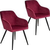 tectake - 2x Stoel Marilyn fluweellook bordeaux/zwart SKU: 404038