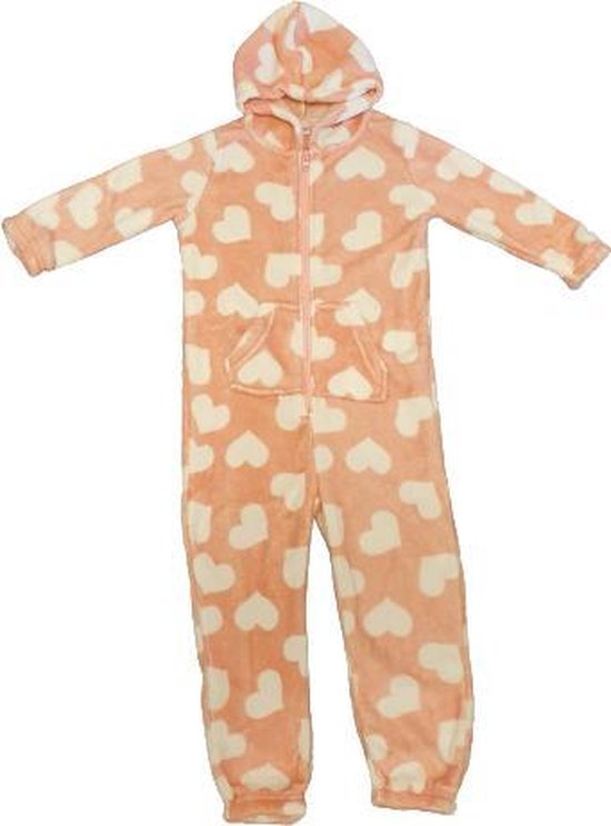 Alstublieft warm Wat Onesie / Pyjama / Pyjamapak met hartjes - Roze / Wit - Polyester - Maat 110  / 116 - Meisje | bol.com