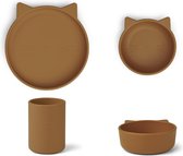 Liewood - Complete Eetset Cyrus (Set van 3) - Kinderserviesset - Cat Mustard