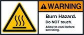 Warning Burn hazard sticker type 1, ANSI, 2 per vel 45 x 100 mm