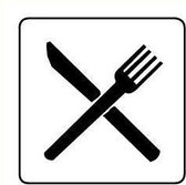 Restaurant sticker, wit zwart 150 x 150 mm