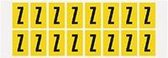 Letter stickers alfabet - 20 kaarten - geel zwart teksthoogte 25 mm Letter Z
