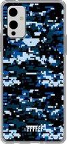 6F hoesje - geschikt voor OnePlus 9 -  Transparant TPU Case - Navy Camouflage #ffffff